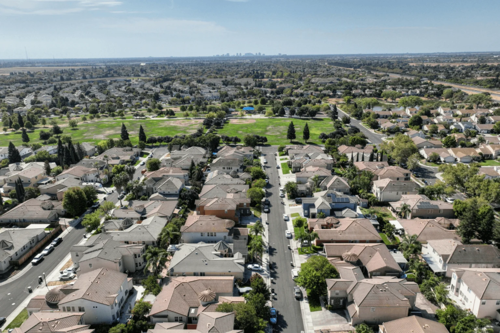 First-Time Homebuyer Mistakes aerial view of homes