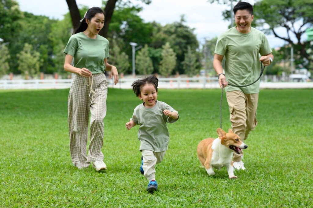 family having fun in the park