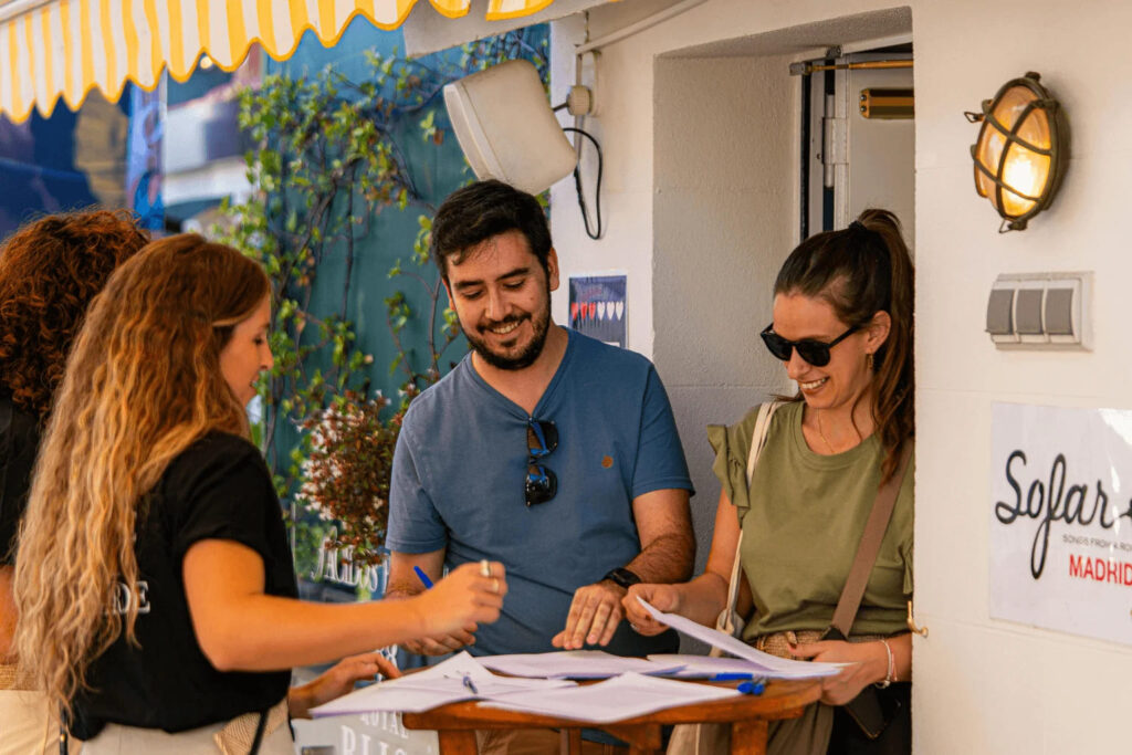 group of people in a community event