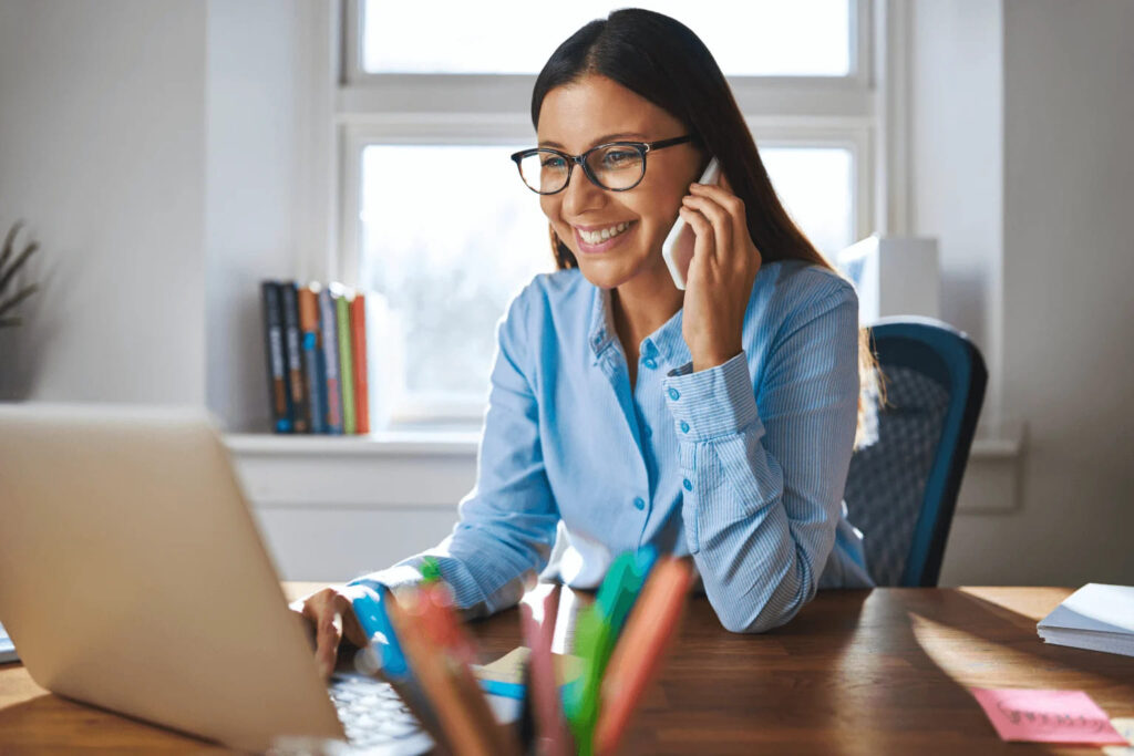 a woman talking on the phone
