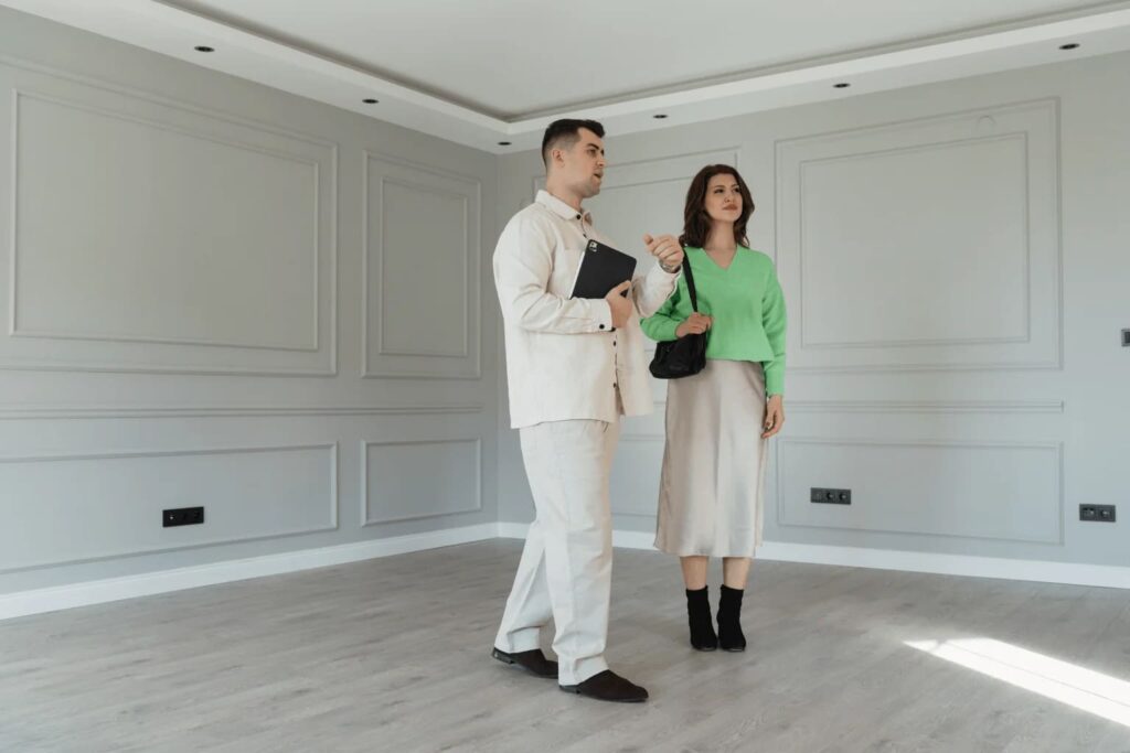 Pleasanton realtor showing a house to potential buyers